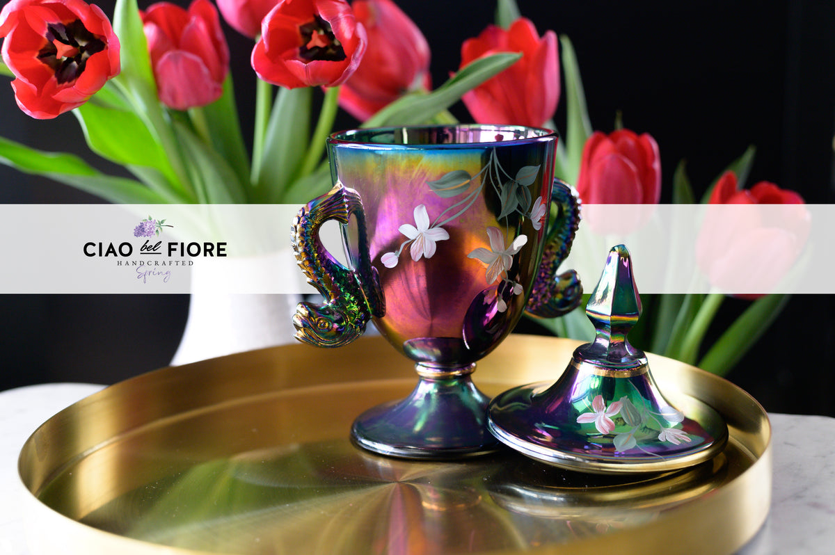 Fenton社 オ-ルドフェントン カーニバル 花瓶 USA Fenton社 オ-ルドフェントン カーニバル 花瓶 USA