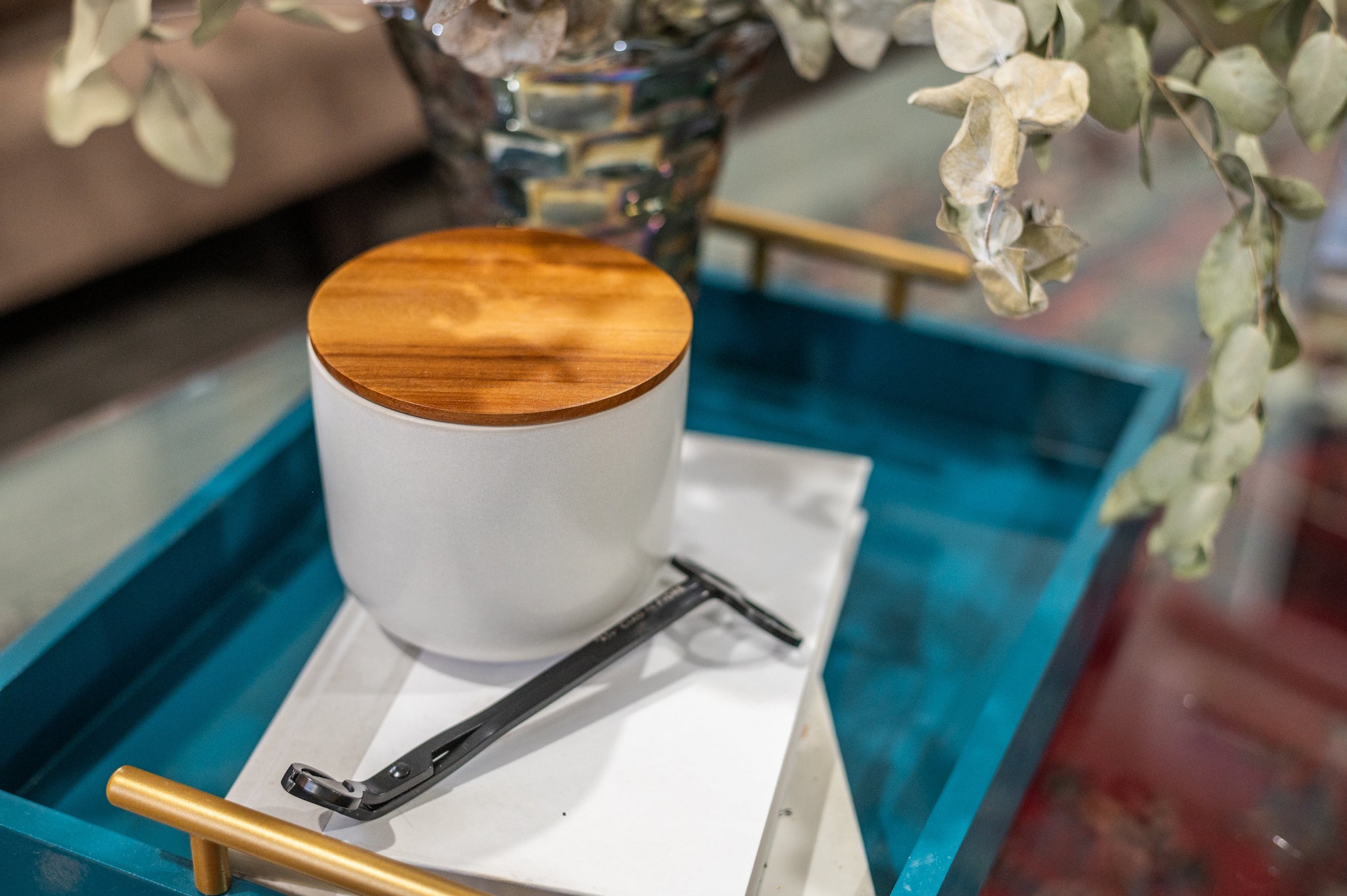 Ivory Ceramic Acacia Lidded Canister