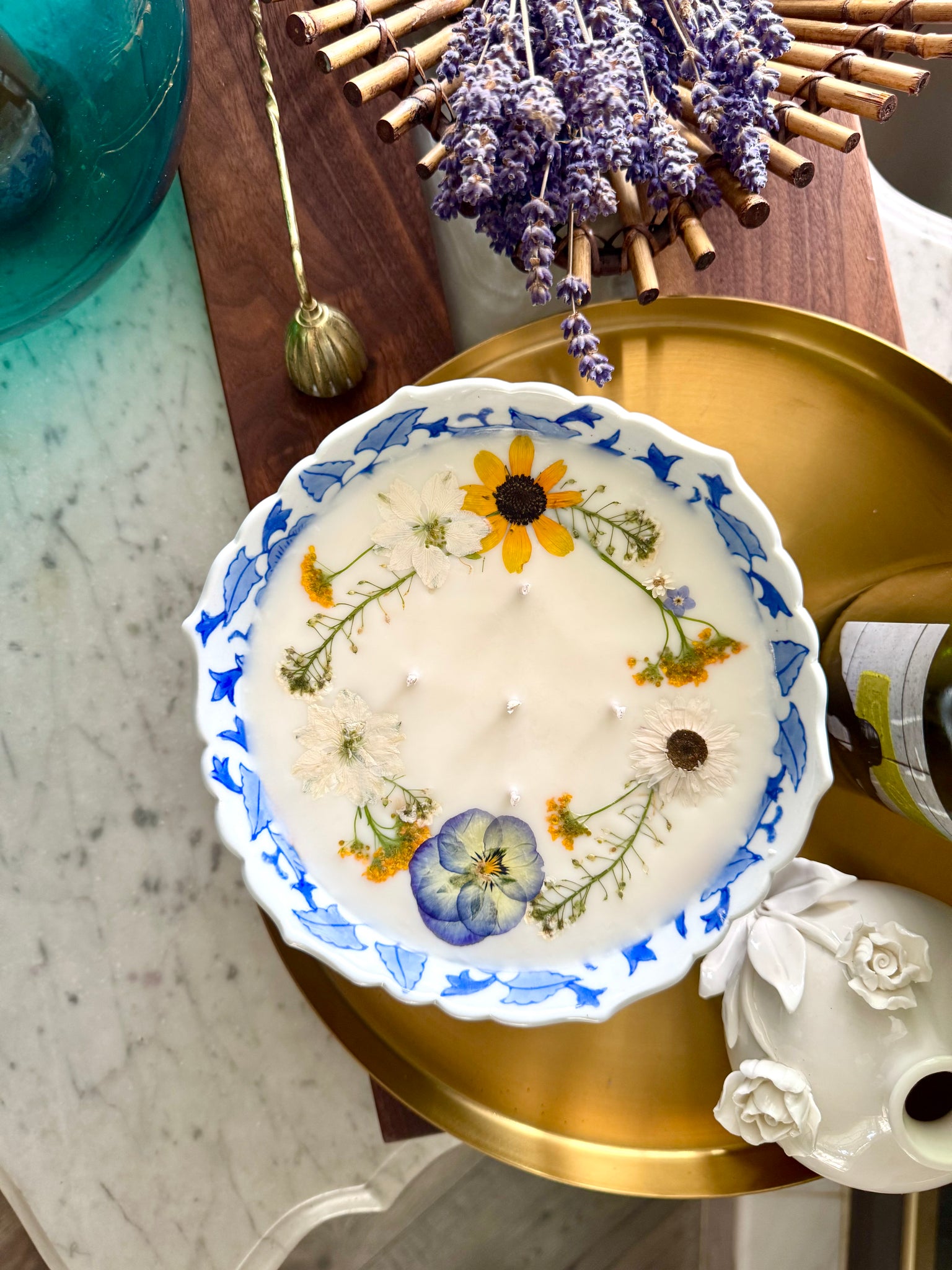 Blue & White Vintage Centerpiece
