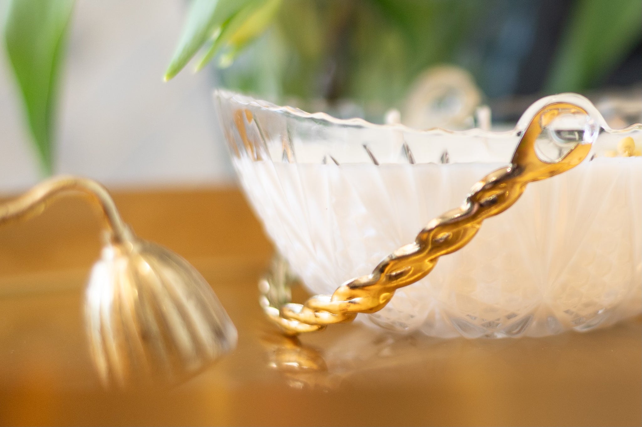 Crystal Vintage Basket with Brass Handle