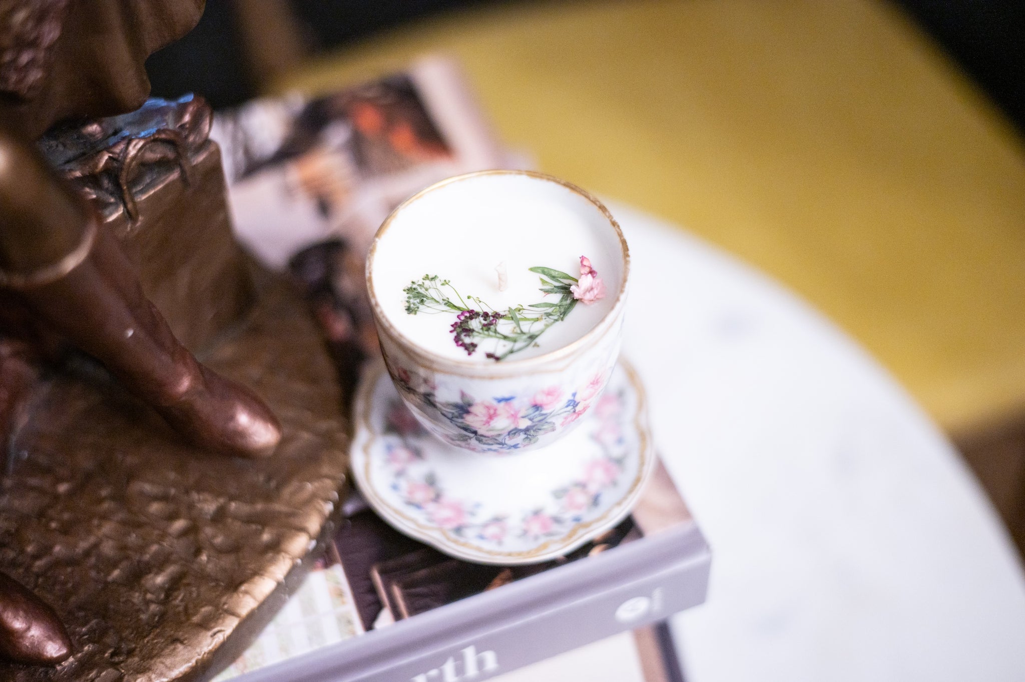 Vintage Egg Cup with Attached Plate | Floral Painted