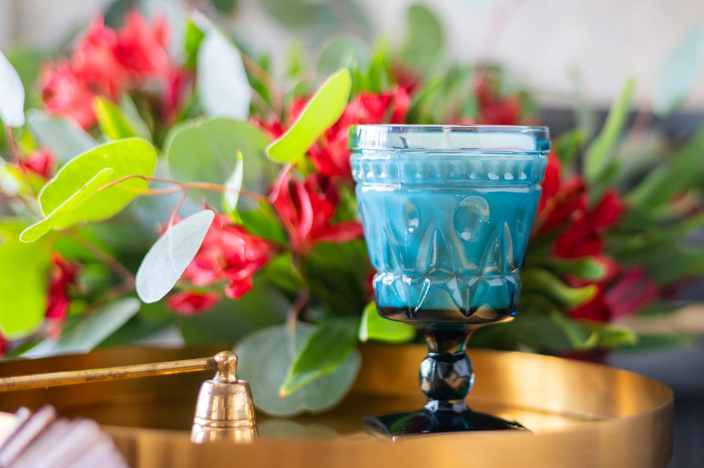Teal Glass Vintage Goblet