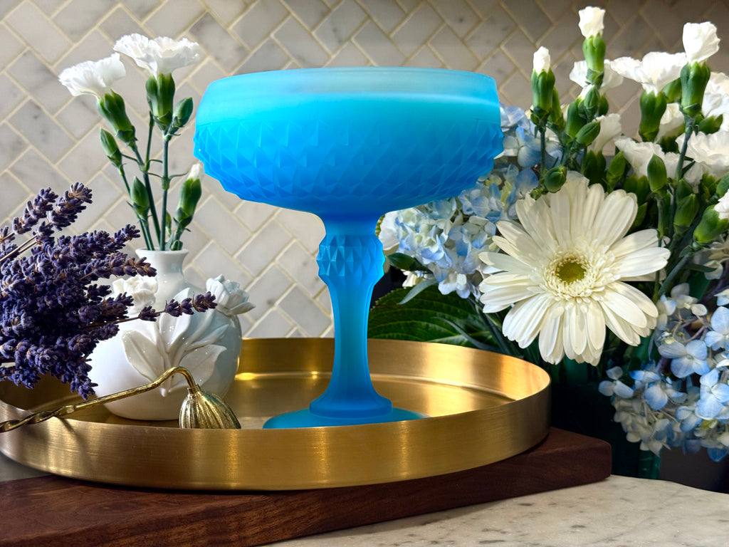 Vintage Frosted Indiana Glass Diamond Pedestal