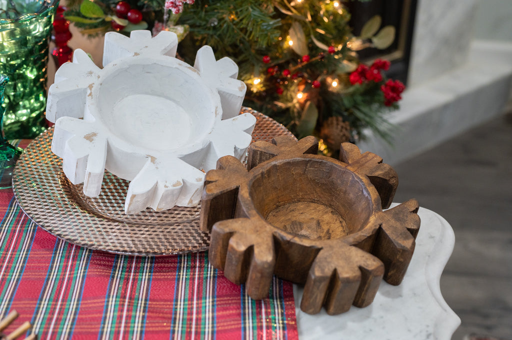 Wooden Snowflake Bowl