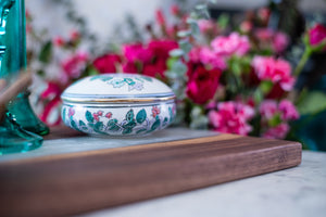 Hand Painted Vintage Flower Trinket Dish