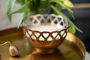 Vintage Patina Silver Heart Cut Out Bowl