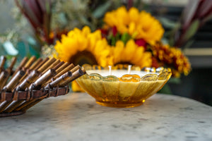 Yellow Sunflower Depression Glass Bowl