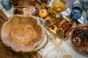 Pumpkin Wooden Dough Bowl Centerpiece