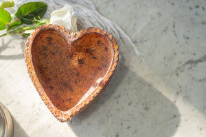 Tempered Handcrafted Clay Heart Shaped Bowl—Brown